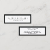 Carte De Visite Mini Mini noir et blanc de luxe professionnel (Devant / Derrière)