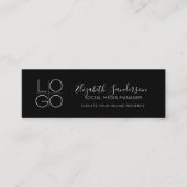 Carte De Visite Mini Mini script noir élégant mince avec CODE QR (Devant)