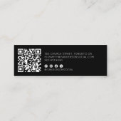 Carte De Visite Mini Mini script noir élégant mince avec CODE QR (Dos)