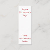 Carte De Visite Mini Mini-Signet à la pizza de Valentine (Dos)