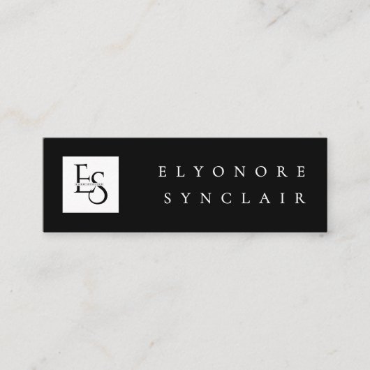 Carte De Visite Mini Minimal Black White Script Lash Logo Qr Code (Devant)