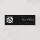 Carte De Visite Mini Minimal Black White Script Lash Logo Qr Code (Dos)