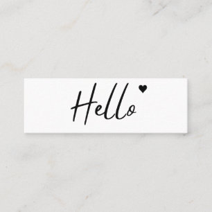 Carte De Visite Mini Minimal Bonjour Moderne Coeur Nettoyer Simple Blan