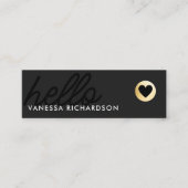 Carte De Visite Mini Minimal Hello Black Gold Simple Modern (Devant)