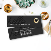 Carte De Visite Mini Minimal Hello Black Gold Simple Modern