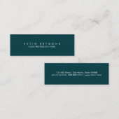 Carte De Visite Mini Minimal simple Professionnel turquoise foncé (Devant / Derrière)