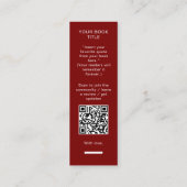 Carte De Visite Mini Minimalist Author Bookmark Template with Book Cove (Dos)