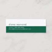 Carte De Visite Mini Minimalist Modern Hunter-Green and White (Devant)