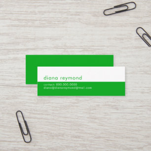 Carte De Visite Mini Minimaliste Moderne Moitié Verte et Simple Blanche