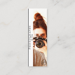 Carte De Visite Mini Minimaliste Noir & Blanc Photographie de Votre Log