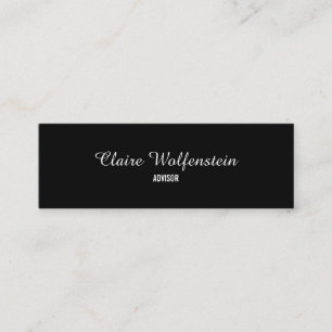 Carte De Visite Mini Minimaliste Noir et Blanc Script Professionnel