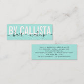 Carte De Visite Mini Mint Green Moderne Typographie simple Coiffure (Devant / Derrière)