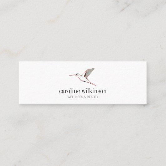 Carte De Visite Mini Mint white red elegant hummingbird illustration (Devant)