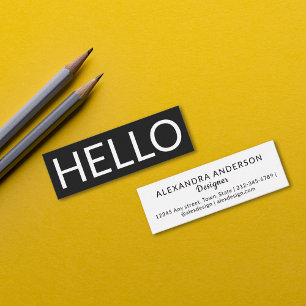 Carte De Visite Mini Minuscule Grande Typographie Bonjour Élégant Moder