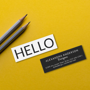 Carte De Visite Mini Minuscule Grande Typographie Bonjour Élégant Moder