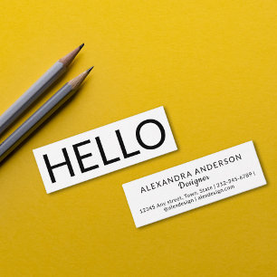 Carte De Visite Mini Minuscule Grande Typographie Bonjour Élégant Moder