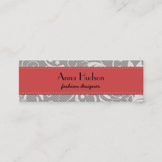 Carte De Visite Mini Modèle Damas, Damas gris, Damas français (Devant)