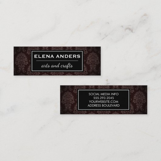 Carte De Visite Mini Modèle Damask classique (Devant / Derrière)