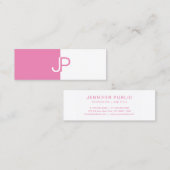 Carte De Visite Mini Modèle monogramme rose élégant tendance (Devant / Derrière)