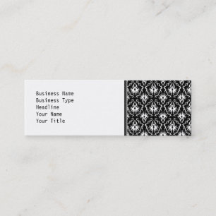 Carte De Visite Mini Modèle noir et blanc élégant de damassé