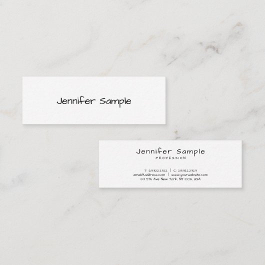 Carte De Visite Mini Modèle simple moderne élégant script libre (Devant / Derrière)
