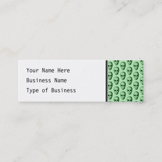 Carte De Visite Mini Modèle vert de crânes (Devant)