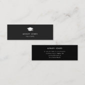 Carte De Visite Mini Modern Black Simple Graduation Name Card (Devant / Derrière)
