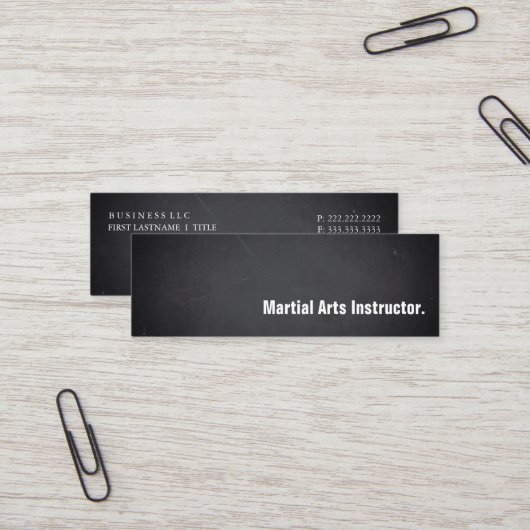 Carte De Visite Mini Modern Blackboard Martial Arts Instructor  (Devant/Arrière en situation)