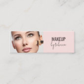 Carte De Visite Mini Modern Blush Pink Script Font Makeup Artist Photo (Devant)