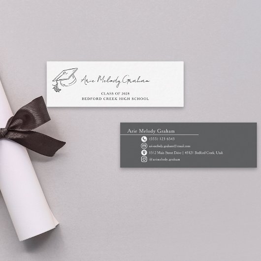 Carte De Visite Mini Modern Handwritten Script Graduate Name Card