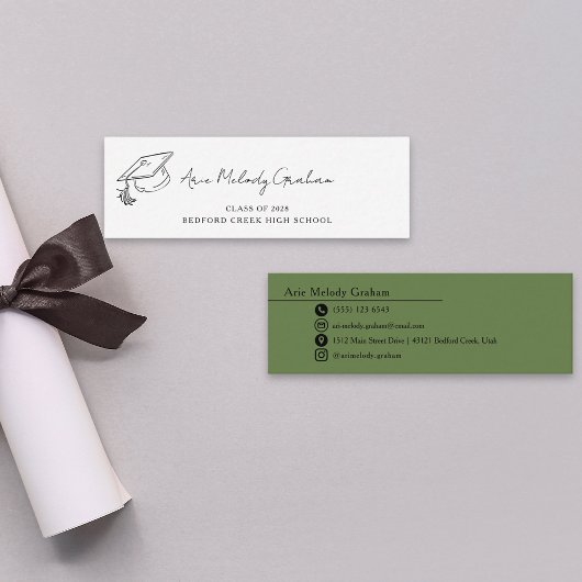 Carte De Visite Mini Modern Handwritten Script Graduate Name Card
