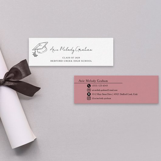 Carte De Visite Mini Modern Handwritten Script Graduate Name Card