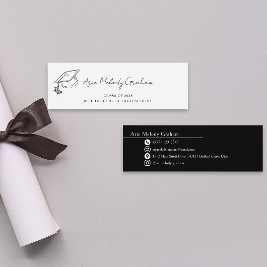 Carte De Visite Mini Modern Handwritten Script Graduate Name Card