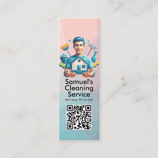 Carte De Visite Mini Modern House Cleaning Maid Service Housekeeping (Devant)