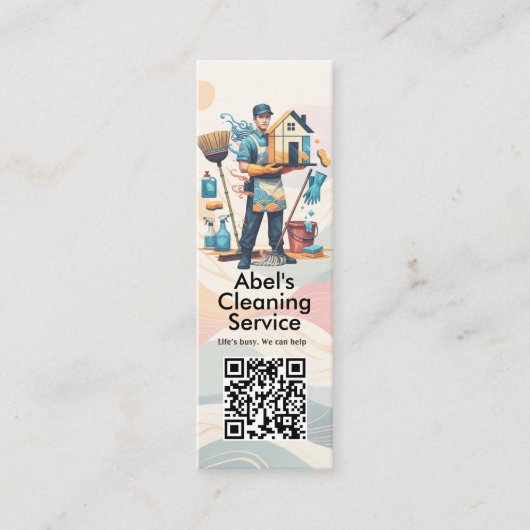 Carte De Visite Mini Modern House Cleaning Maid Service Housekeeping (Devant)