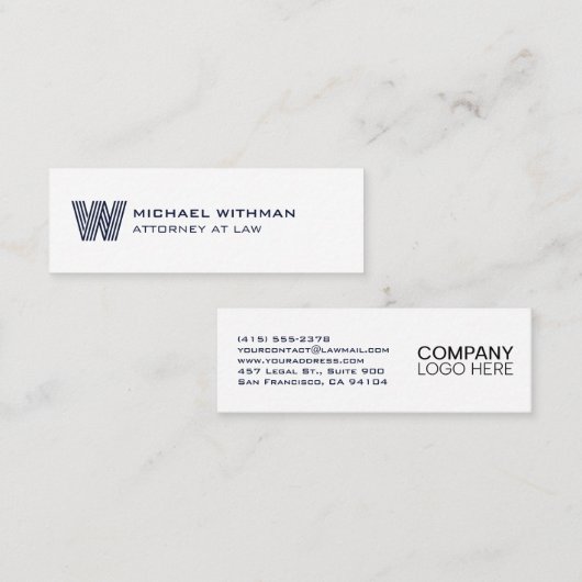 CARTE DE VISITE MINI MODERN LINE MONOGRAM BUSINESS LOGO (Devant / Derrière)