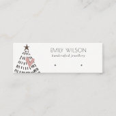 Carte De Visite Mini Modern Scandi Christmas Tree Heart Earring Logo (Devant)