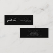 Carte De Visite Mini Modern Script Black Graduation Name Card Insert (Devant / Derrière)