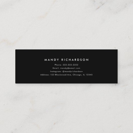 Carte De Visite Mini Modern Script Black Graduation Name Card Insert (Dos)