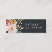 Carte De Visite Mini Moderne aquarelle fleurie et feuillage élégant (Devant)