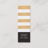 Carte De Visite Mini Moderne Black Faux Gold Strited Designer d'intérie (Devant)