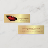 Carte De Visite Mini Moderne Chic Or, Lèvres Rouges, Maquilleur (Devant / Derrière)
