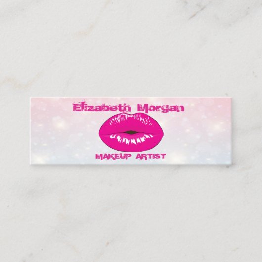 Carte De Visite Mini Moderne Chic Professionnel ,Lèvres, Bokeh (Devant)