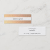 Carte De Visite Mini Moderne Chic Rose or rayé Motif Beauté (Devant / Derrière)