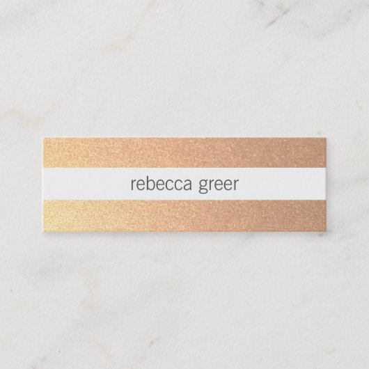 Carte De Visite Mini Moderne Chic Rose or rayé Motif Beauté (Devant)