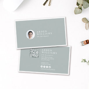 Carte De Visite Mini moderne Code QR professionnel simple Photo