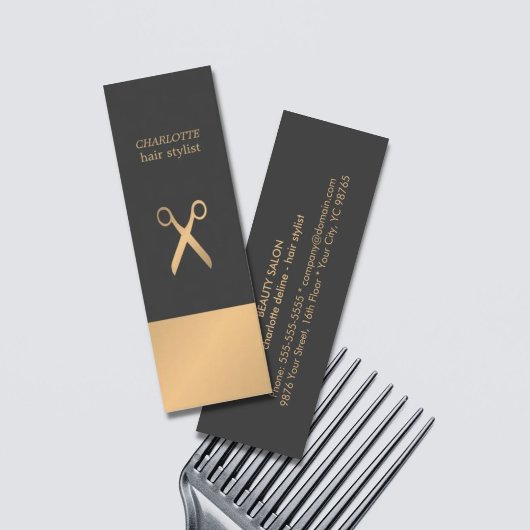 Carte De Visite Mini Moderne Élégant Chic Faux Cuivre Gris Cheveux Styl