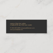 Carte De Visite Mini Moderne Elegant Chic Faux Gold Black Hair Styliste (Dos)