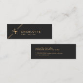 Carte De Visite Mini Moderne Elegant Chic Faux Gold Black Hair Styliste (Devant / Derrière)