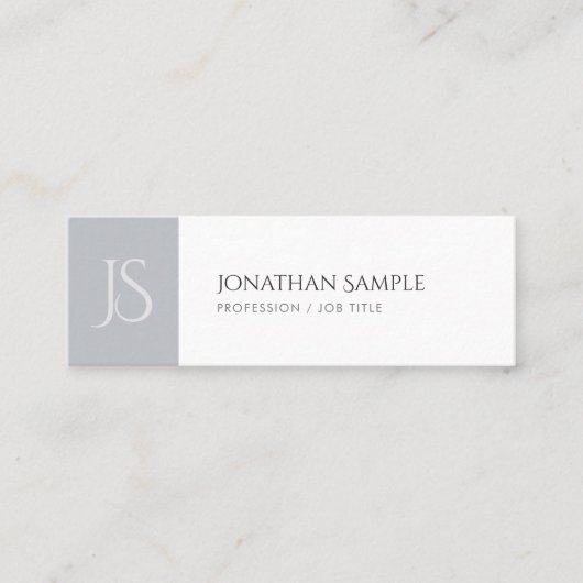 Carte De Visite Mini Moderne élégant chic monogramme tendance Plain (Devant)